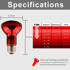 Aiicioo Reptile Red Night Light Bulb – 75W Reptile Heat Lamp Bulb Infrared