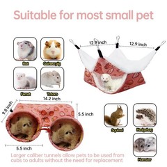 Rat Ferret Hammock Toys Cage Accessories, Guinea Pig Hideout Tunnel, Warm Bed…