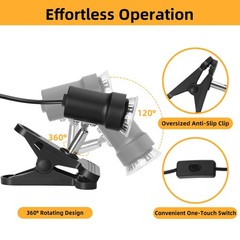 Reptile Heat Lamp with 360° Rotatable Clamp Basking Spot Light with 50W UVA U…