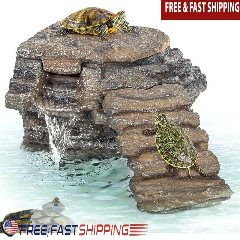 Turtle Tank Filter W/ Basking Platform 3-in-1 Decor Quiet Efficient Waterfall US