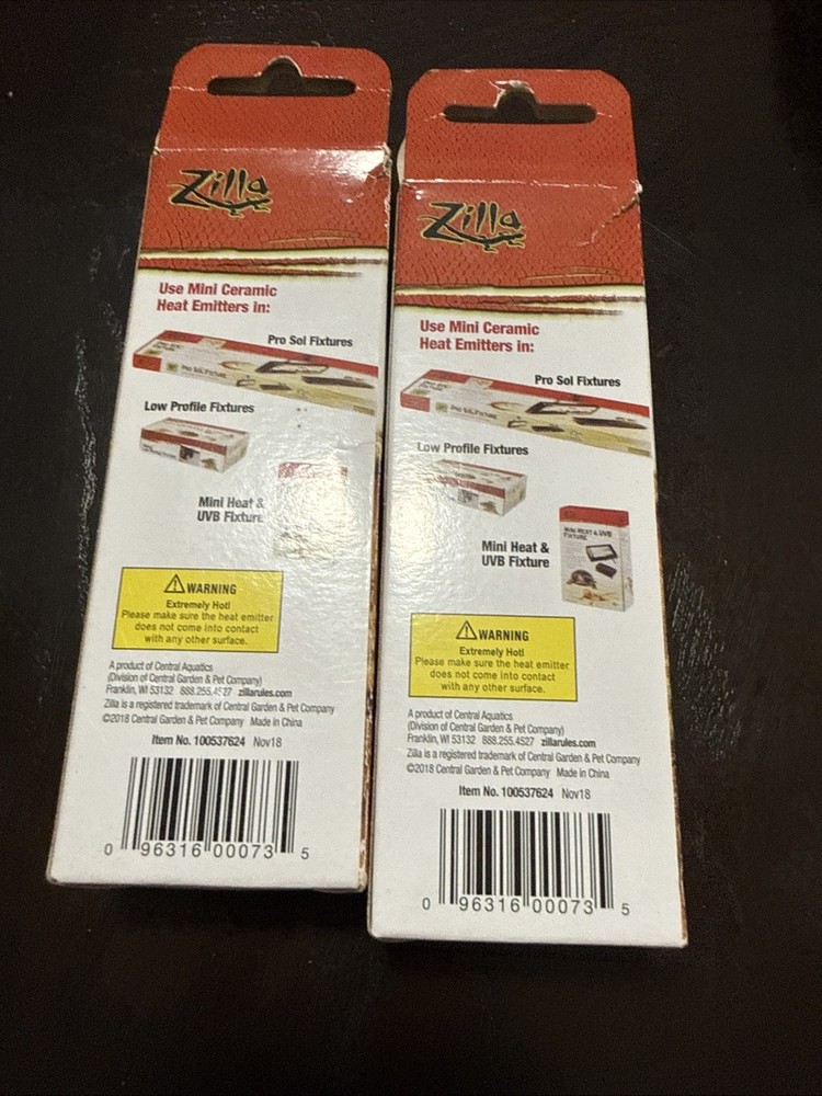 Lot Of 2 Zilla Mini Ceramic Heat Emitter 50-Watt Bulb Reptile/Terrarium Lighting
