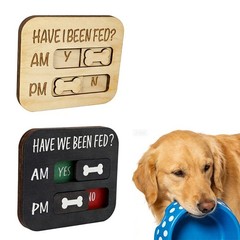 2 Pack Dog Fed Sign Flip AM PM with Magnet, Pet Feeding Reminder Chart for Do…