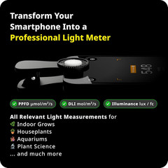 Lightray Mobile Light- and PAR Meter | Smartphone-Based PPFD, DLI, Illuminance M