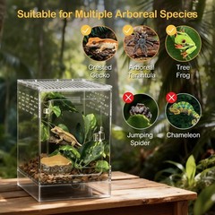 Reptile Tank,8″ x 8″ x 12″ Crested Gecko Terrarium Tall Starter Kit | PC Vert…