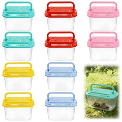 WCHOSOZH 10 Pcs Reptile Terrariums Carrier Cage with Lids, Plastic Fish Tank …