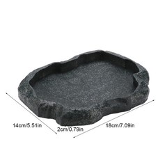 Reptile Rock Food Water Dish Feeder Bowl Aquarium Ornament 18x14x2 Centimeter