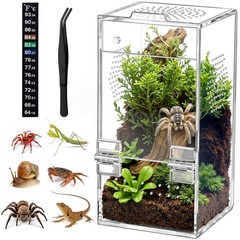 Jumping Spider Enclosure Acrylic Habitat Magnetic Door 3.5×3.5×7 Vent