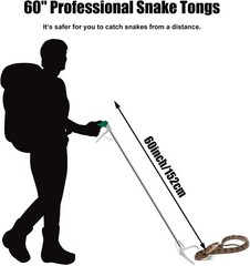 60“ Professional Snake Tongs – Extra Long Heavy Duty Snake Catcher Tongs Grabber