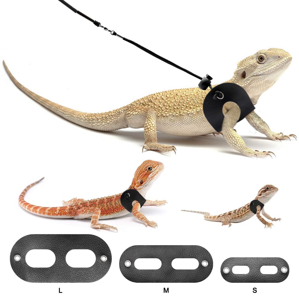 Bearded Dragon Harness and Leash Adjustable Leather Lizard Reptiles Harness L…