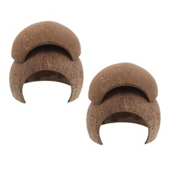 4Pcs Coconut Shell Reptile Caves Durable Hideouts for Geckos Hermit Crab Tanks