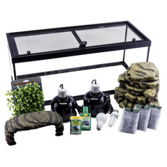 REPTILE TANK KIT 20-Gallon Aquatic Turtles Glass Tank w/Filer, Lamps, Decor