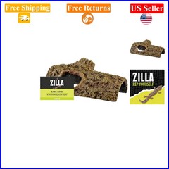 Large Reptile Bark Bends Terrarium Decor, Plastic Hideout, 11.1×4.8 inches