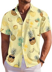 Coofandy Men’s Floral Hawaiian Short Sleeve Button Down Shirt
