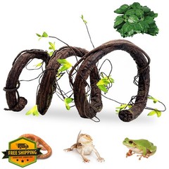 VCEPJH Reptile Vines Thick Terrarium Plants, 78″ Climbing Branch Green