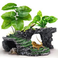 GOZILLA Turtle Basking Platform Kit, Reptile Habitat Hideout, Black