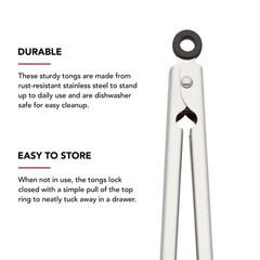 KitchenAid Set of 2 Stainless Steel Tongs with Scalloped Edges Easy Lock Dish…