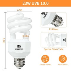 UVA UVB Reptile Light 23W 10.0,Desert Terrarium Compact Fluorescent Lamp,UVB …