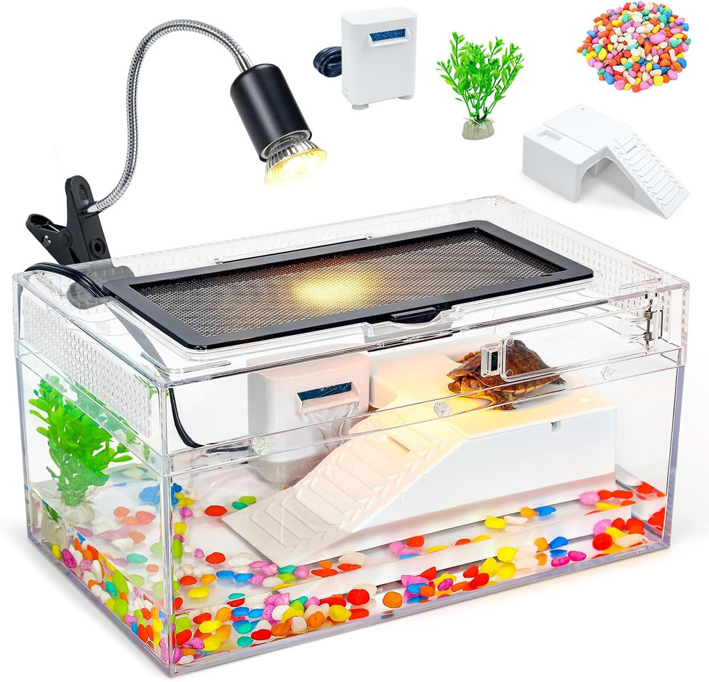 12X7X6 Turtle Tank Kit with Heating Lamp & Filter | High-Definition Kit Includes