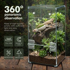 Jumping Spider Enclosure Acrylic Habitat Magnetic Door 3.5×3.5×7 Vent