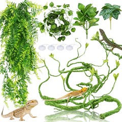 Bearded Dragon Tank Accessories for Habitat, Terrarium Hanging Plants Artific…