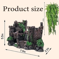 5 PCS Tank Accessories for Bearded Dragon Include Resin Classical Castle Rept…