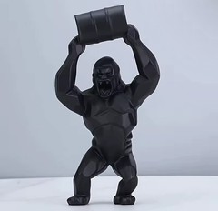 Large Gorilla Barrel Resin Statue Modern Animal Sculpture Home Decor 27in 70cm