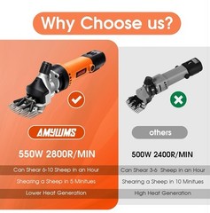 Sheep Shears Electric 550W – Professional Sheep Clippers Two Blades &large Dog..