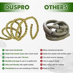10FT Reptile Vines for Climbing Bendable Branch for Reptile Natural Moss Rope