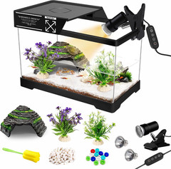 Mini Turtle Tank Kit with Adjustable Lamp, Upgrade PC Hermit Crab Tank, Small Tu