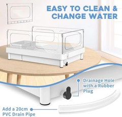 Modern White Acrylic Starter Kit for Small Reptiles with Light & Cleaning Tools