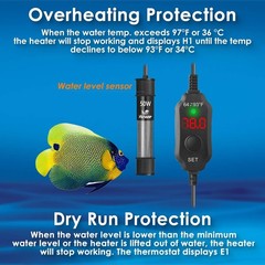 50W Compact Aquarium Heater for 5-10 Gallon Tanks | Super Short Submersible F…