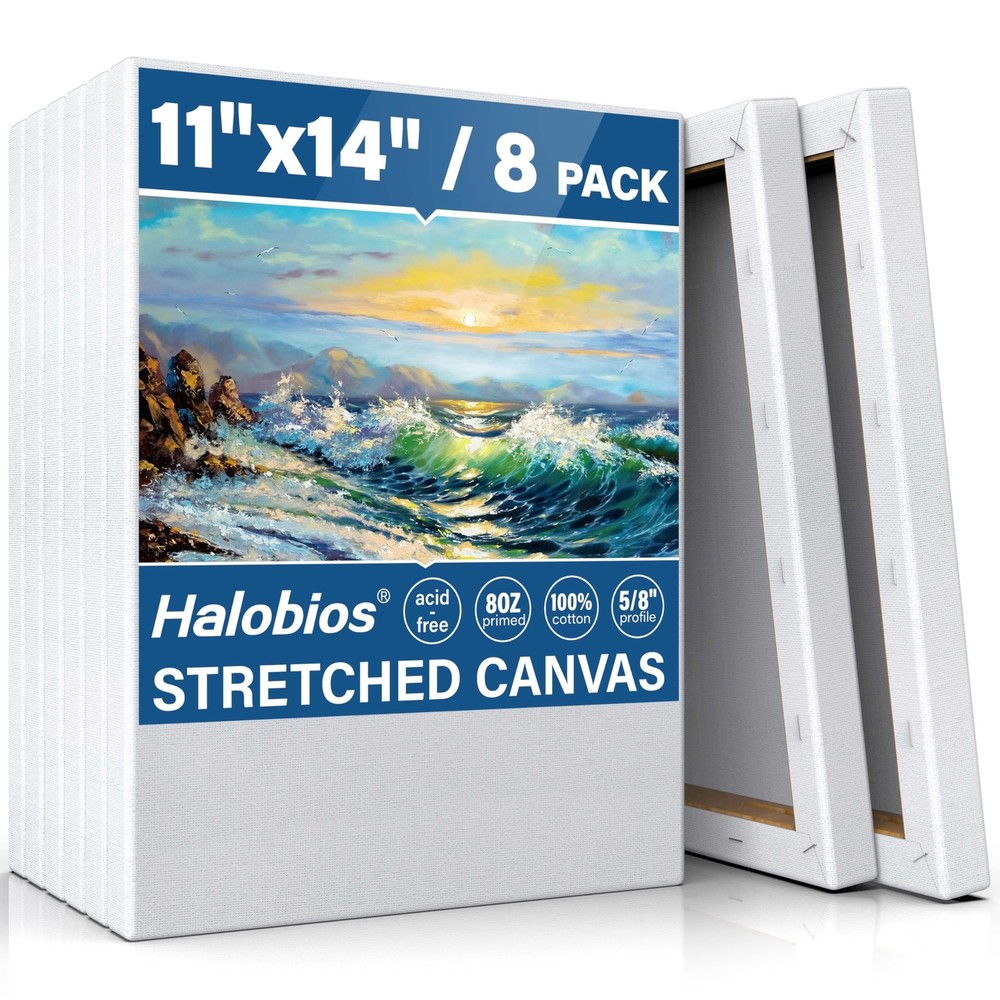 Blank Canvases for Painting with 11×14 inch, 8 Packs Stretched Canvases for A…