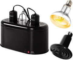 Dual Reptile Light Fixture, Reptile Heat Lamp Combo Pack Include 100W Full Spect