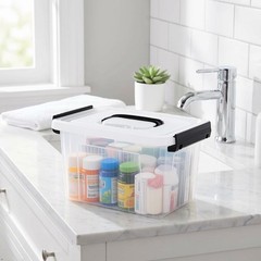 Small Plastic Storage Box, 6-Pack 3 Liter Storage Bins with Lid 3 L