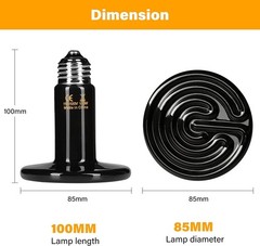 2-Pack Ceramic Heat Emitter,150W Reptile Heat Lamp Bulb for Amphibian