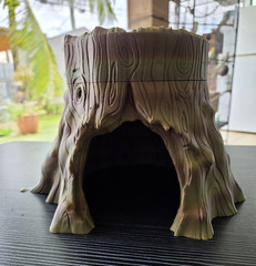 Wood Tree Stump Reptile Hide Cave Enclosure Decor, Approx. 5″ Tall, 5″ Opening