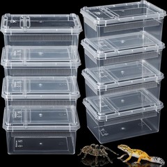 8 Pcs Reptile Breeding Box – Clear Plastic Terrarium for Bearded Dragon, Gecko,