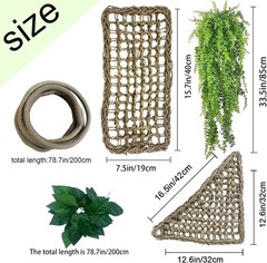 Bearded Dragon Hammock,Reptile Lounger Lizard Natural Seagrass Habitat Decor Rep