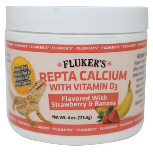 Strawberry Banana Flavored Repta Calcium 2 oz By Flukers