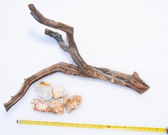 Reptile Climbing Branch Decor Set: Manzanita Wood & Five Natural Stones, 19 in