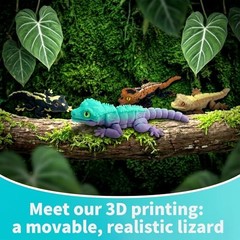 8 Pcs 3D Printed Reptile Animal Set, Crested Gecko Model Kit, Realistic