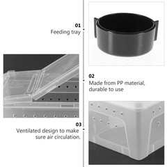 1Pc Reptile Feeding Box White Plastic with Air Ventilation and Escape Prevention