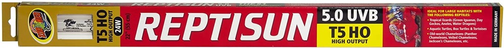 Zoo Med ReptiSun T5 High Output 5.0 UVB Lamp for Large Habitats 22-inch – 4 Pack