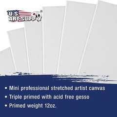 U.S. Art Supply 4×4 Mini Canvases for Painting, 12 Pack Bulk Small Stretched …