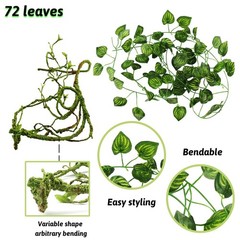 QUOZUO Reptile Plants, Terrarium Hanging Plant Vines Artificial Leaves Reptil…
