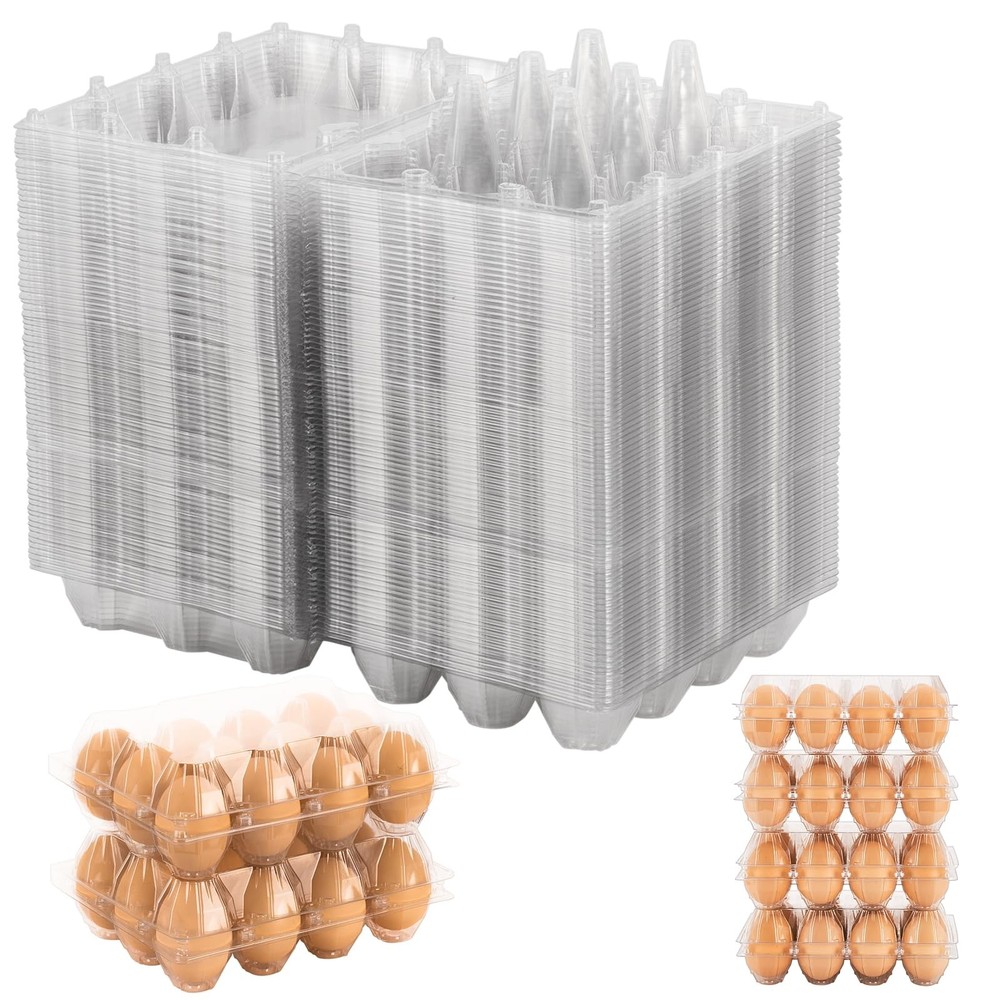 Egg Cartons 100 Packs, Plastic 3×4 Grids, Clear Egg Cartons Cheap Bulk for 12…