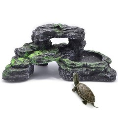 Reptile Hide Resin Turtles Dock for Aquarium (Size: 7.1 x 4.7 x 2.7 inches), …