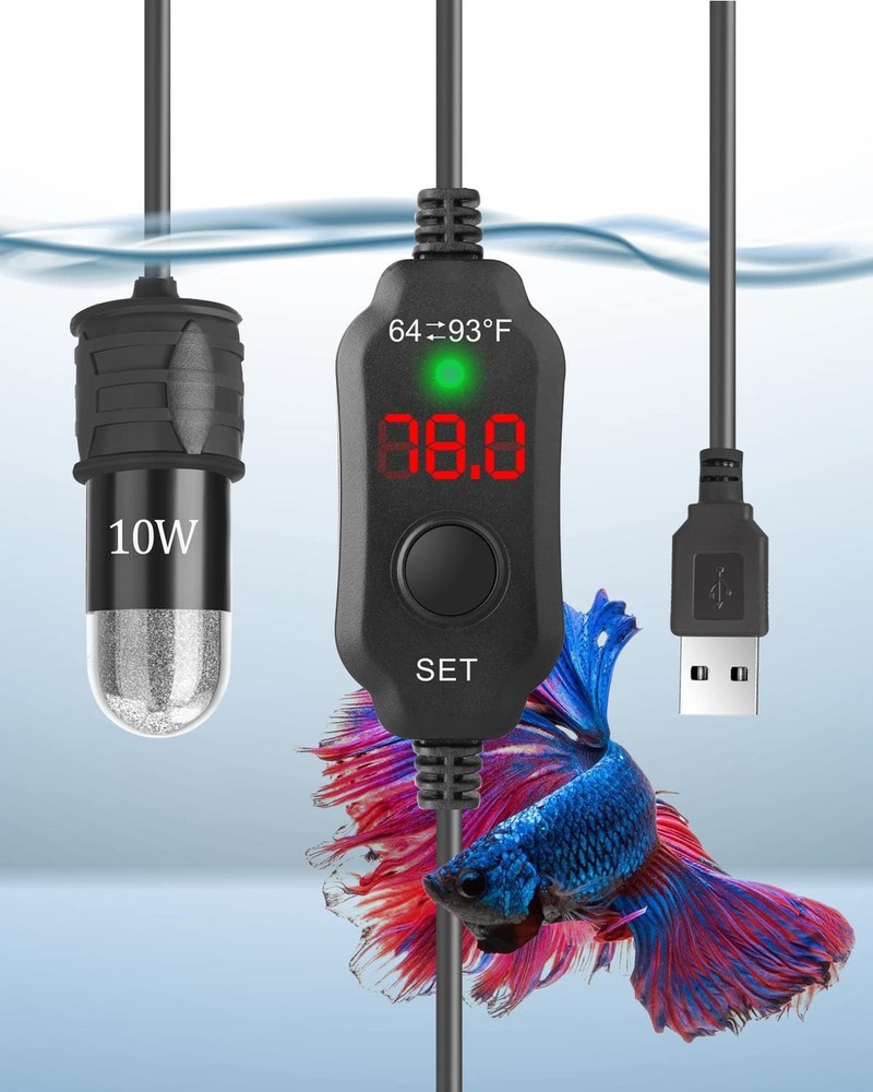 AquaMiracle Mini Aquarium Heater 5V/2A USB 10W Small Fish Tank Heater for Tan…