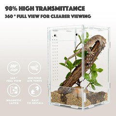Acrylic Reptile Tank 5x5x8 – Terrarium for Crested Gecko, Lizards, Snakes & Spid