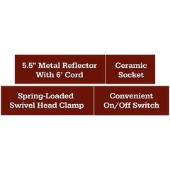 Reptile Terrarium Clamp Lamp with On/Off Switch, 5.5″